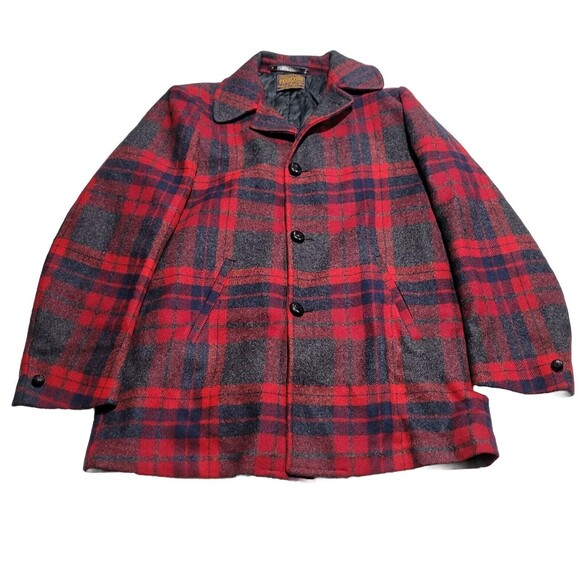VTG Pendleton Wool Jacket Made In USA Plaid Large Over Coat Quilted Lining EUC